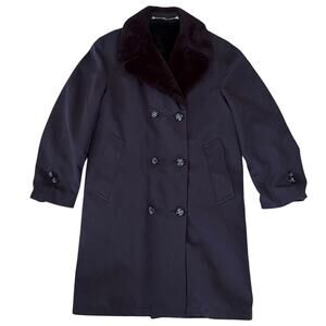 Vintage Faux Fur Lined Overcoat Double Breasted Men’s 8 Old Money Preppy Luxury